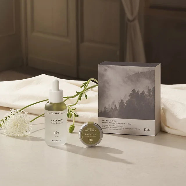 plu plu Lazy Day De Stress Care Gift Set - hydrating - front bottle shot