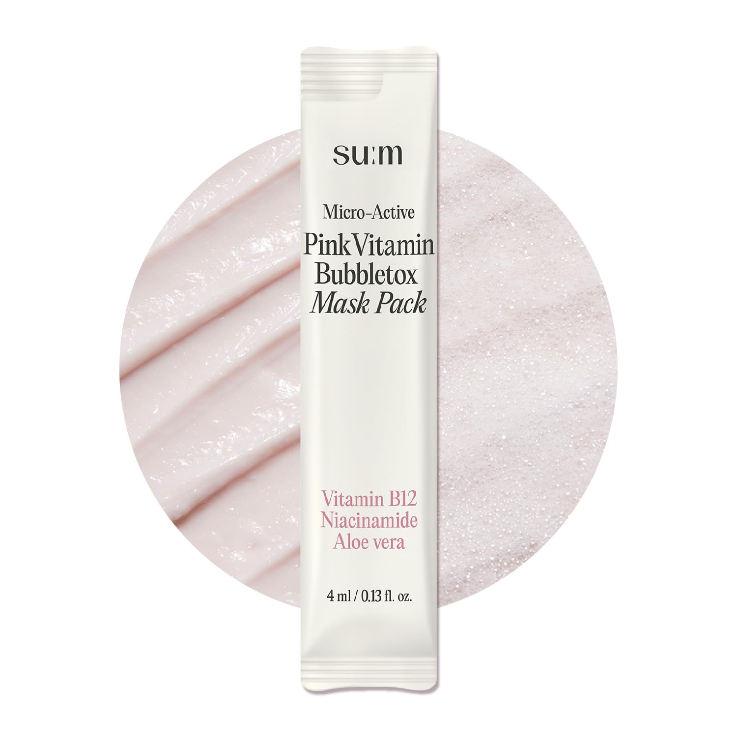 su:m37 su:m37 Micro-Active Pink Vitamin Bubble Tox Mask Pouch 4ml x 14 - brightening - front bottle shot