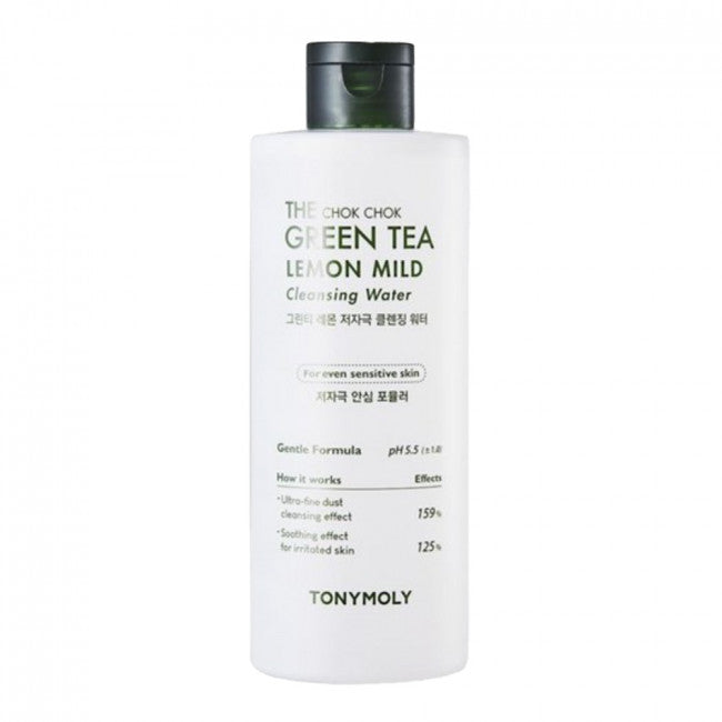 TONYMOLY TONYMOLY The Chok Chok Green Tea Lemon Mild Cleansing Water 300ml - hydrating - front bottle shot