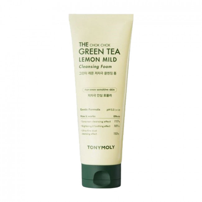 TONYMOLY TONYMOLY The Chok Chok Green Tea Lemon Mild Cleansing Foam 150ml - hydrating - front bottle shot