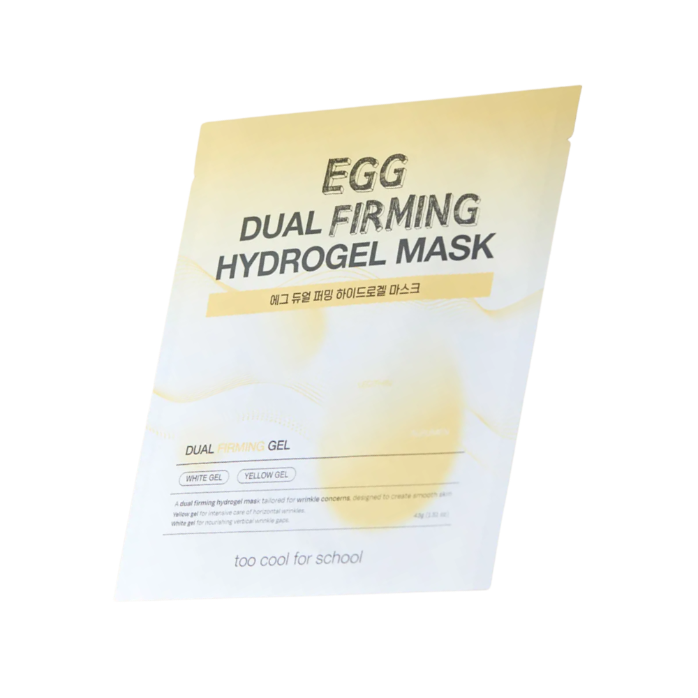 too cool for school too cool for school Egg Dual Firming Hydrogel Mask (2 Sheets) - hydrating - front bottle shot
