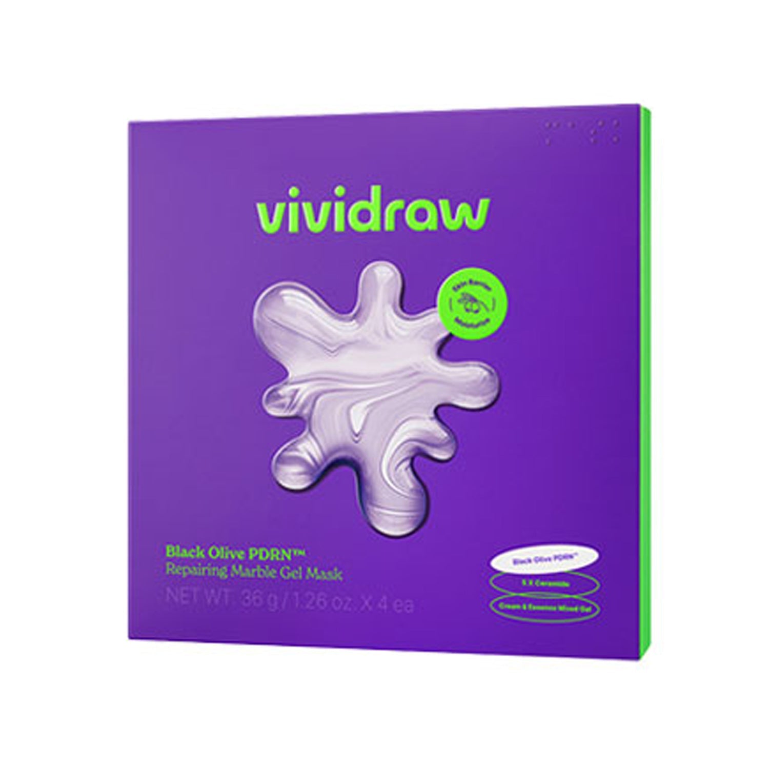 vividraw vividraw Black Olive PDRN™ Repairing Marble Gel Mask 4ea - hydrating - front bottle shot